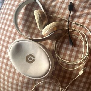 Beats Gold and White Headphones with Case